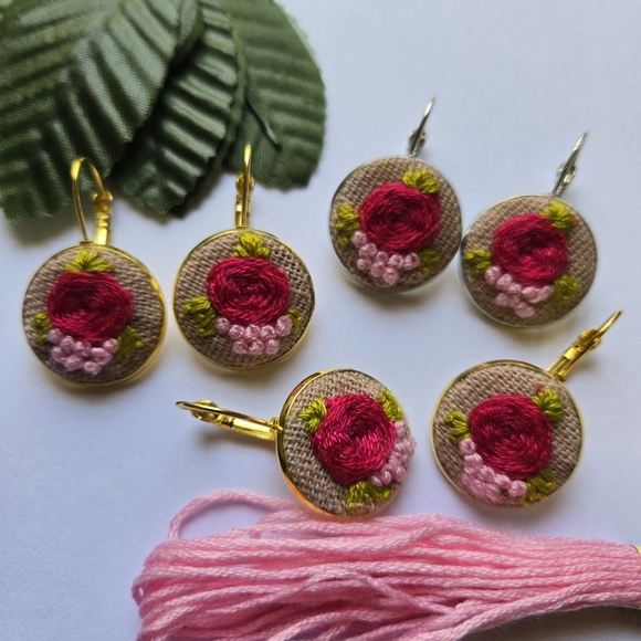 Handembroidered Earrings - Picture 2 of 5